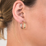 9ct Yellow And White Gold Silver Filled Double Side Diamond Cut 20mm Hoop Earrings