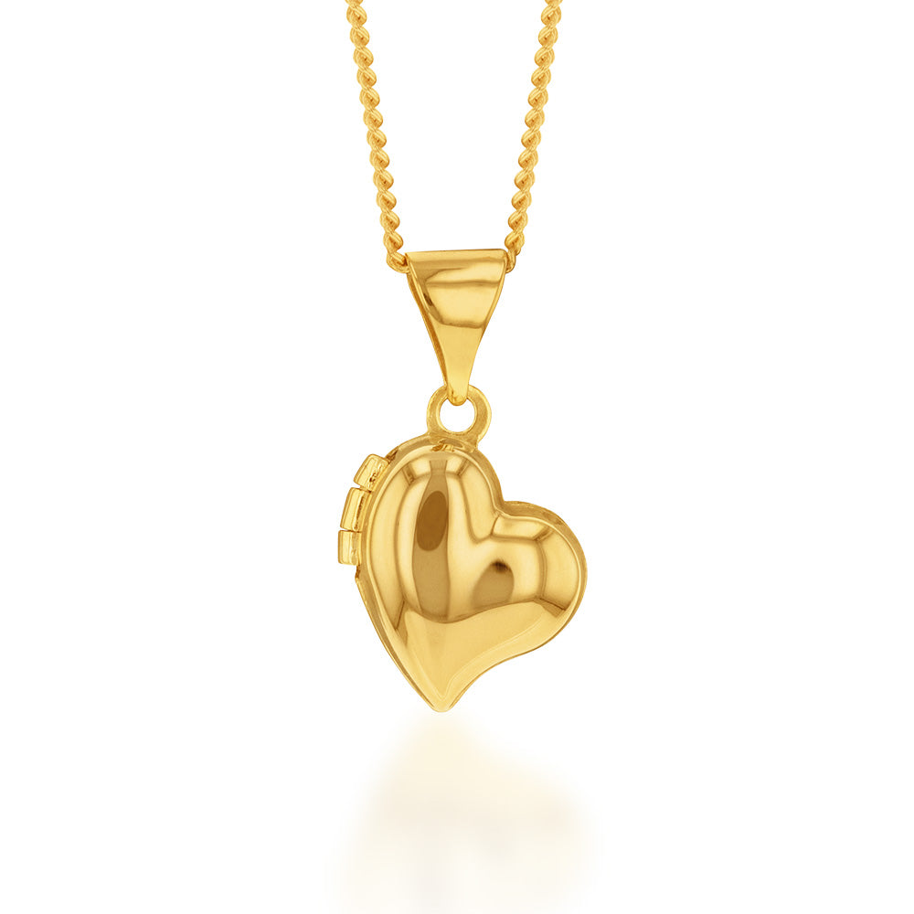 9ct Yellow Gold Silverfilled Heart Locket Pendant