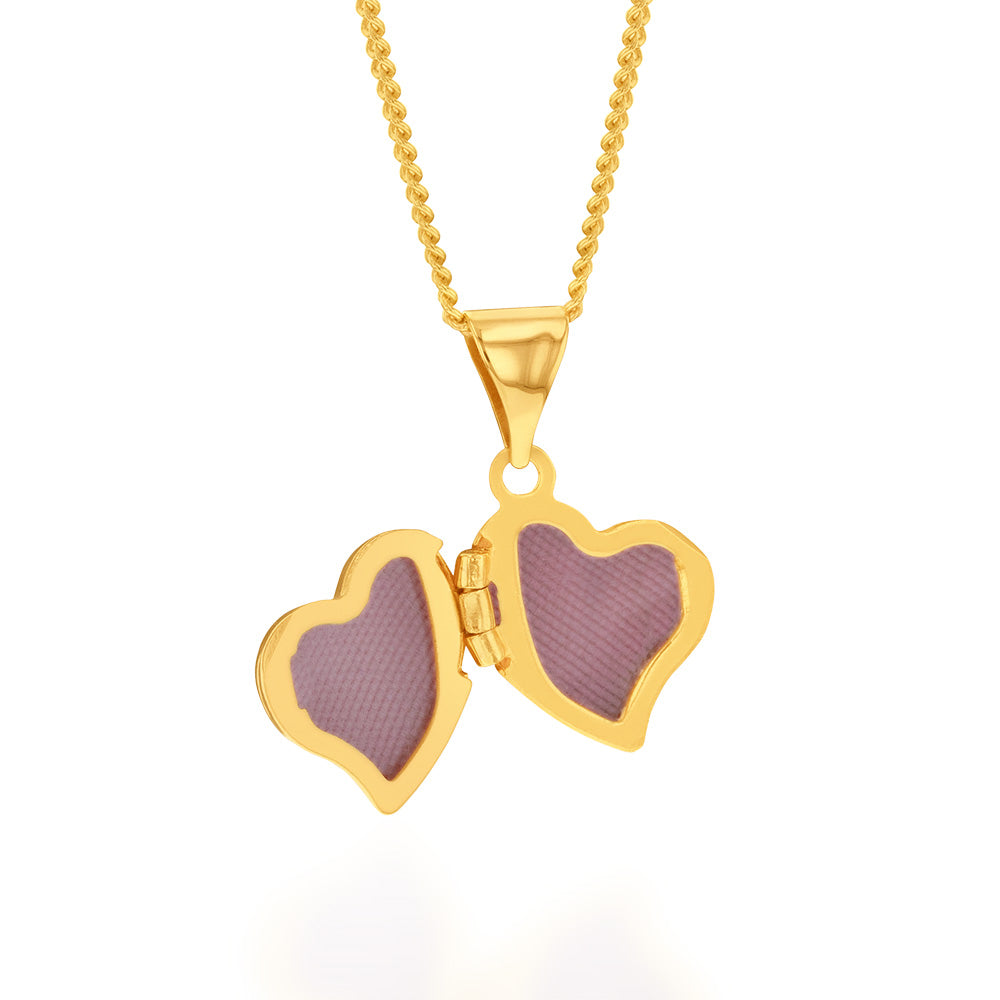 9ct Yellow Gold Silverfilled Heart Locket Pendant