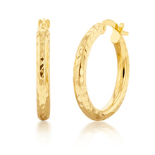 Load image into Gallery viewer, 9ct Yellow Gold Silverfilled Diamond Cut 15mm Hoop Earrings