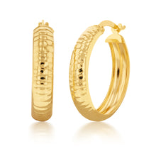Load image into Gallery viewer, 9ct Yellow Gold Silverfilled Diamond Cut 20mm Hoop Earrings