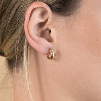 9ct Yellow Gold Silver Filled Diamond Cut 10mm Hoop Earrings