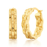 9ct Yellow Gold Silverfilled Diamond Cut Hoop Earrings