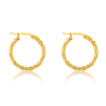 9ct Yellow Gold Silverfilled Diamond Cut Hoop Earrings