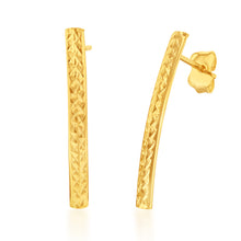 Load image into Gallery viewer, 9ct Yellow Gold Silverfilled Patterned Arc Stud Earrings