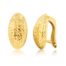 Load image into Gallery viewer, 9ct Yellow Gold Silverfilled Patterned broad front Hoop Earrings