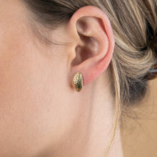 Load image into Gallery viewer, 9ct Yellow Gold Silverfilled Patterned broad front Hoop Earrings