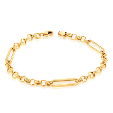 Load image into Gallery viewer, 9ct Yellow Gold Silverfilled Belcher 19cm Bracelet