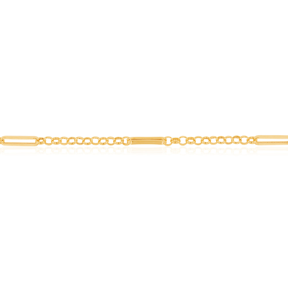 9ct Yellow Gold Silverfilled Belcher 19cm Bracelet