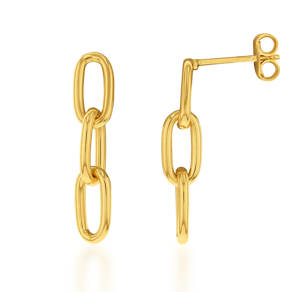 9ct Silverfilled Yellow Gold Belcher Links 2.5cm Drop Earrings