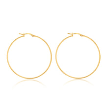 Load image into Gallery viewer, 9ct Silverfilled Yellow Gold Plain 40mm Hoop Earrings