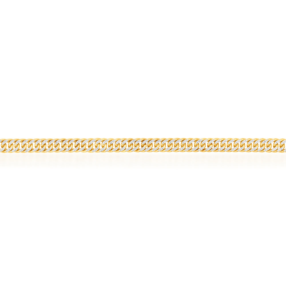 9ct Silverfilled Yellow and White Gold Double Curb 45cm Chain