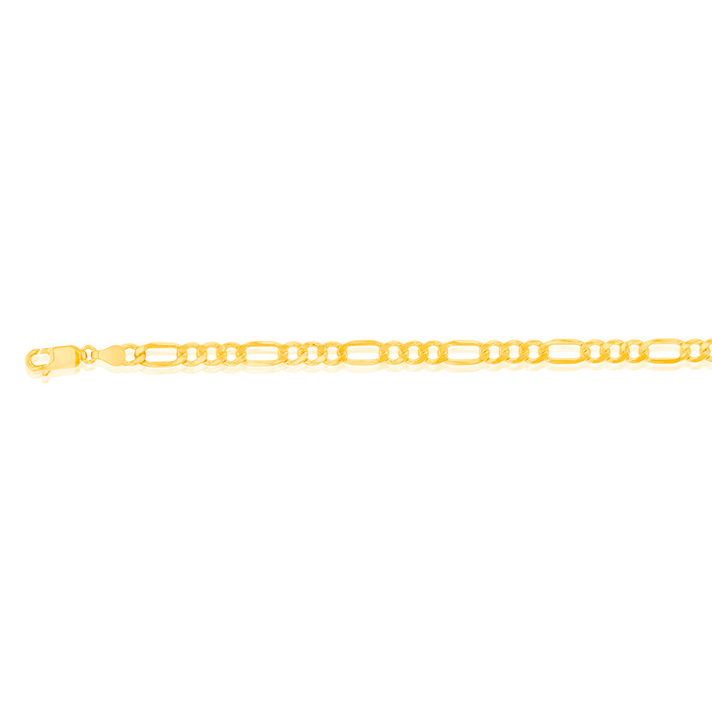 9ct Yellow Gold Silverfilled 115Gauge 1:3 Figaro 21cm Bracelet