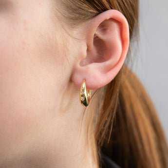 9ct Yellow Gold Silver Filled CZ On Hinged Hoop Earrings