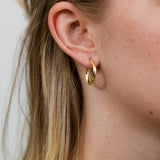 9ct Yellow Gold Silver Filled Cubic Zirconia On Twisted 15mm Hoop Earrings
