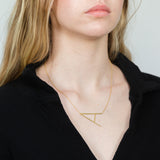 9ct Yellow Gold Silverfilled Initial "A" Pendant on 42+3cm Chain
