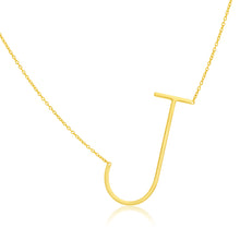 Load image into Gallery viewer, 9ct Yellow Gold Silverfilled Initial &quot;J&quot; Pendant on 42+3cm Chain