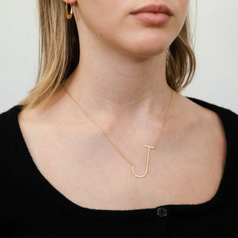 9ct Yellow Gold Silverfilled Initial "J" Pendant on 42+3cm Chain