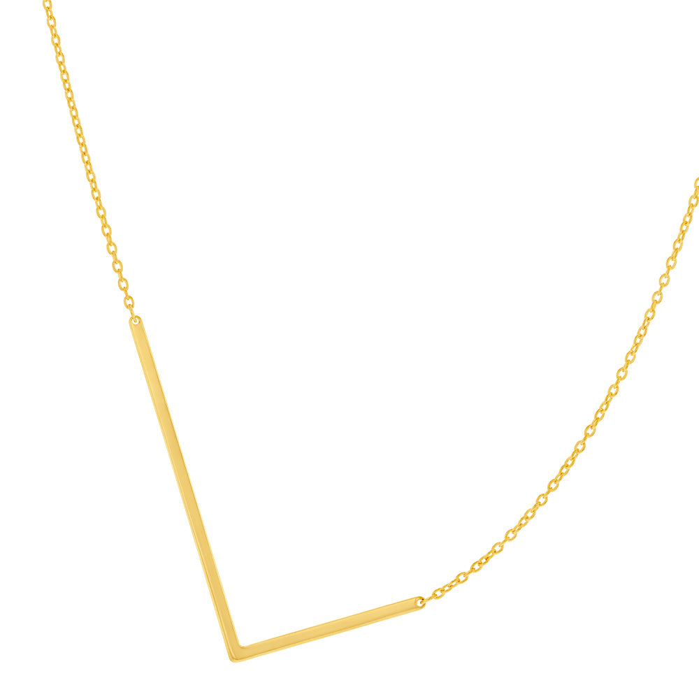 9ct Yellow gold Silverfilled Initial "L" Pendant on 42+3cm Chain