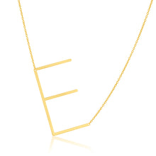 Load image into Gallery viewer, 9ct Yellow Gold Silverfilled Initial &quot;E&quot; Pendant on 42+3cm Chain