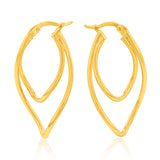 9ct Yellow Gold Silver Filled Twisted Open Drop Hoop Earring