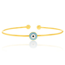 Load image into Gallery viewer, 9ct Yellow Gold Silverfilled Evil Eye On Open Bangle