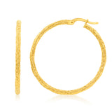 9ct Yellow Gold Silver Filled Diamond Cut 30mm Hoop Earrings