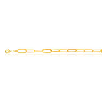 9ct Yellow Gold Silverfilled Paperclip Link 19.7cm Bracelet