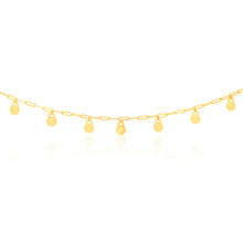 Load image into Gallery viewer, 9ct Yellow Gold Silverfilled Round Coins On 30+7cm Paperclip Choker Chain