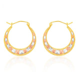 9ct Yellow White And Rose Gold Silver Filled Tricolour Light Hoop Earrings