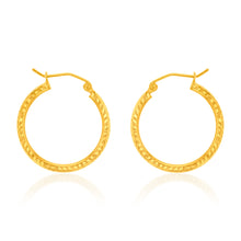 Load image into Gallery viewer, 9ct Yellow Gold Silverfilled Fancy Hoop Earring