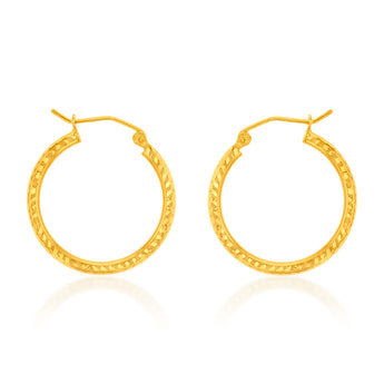 9ct Yellow Gold Silver Filled Fancy Hoop Earring