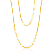 Load image into Gallery viewer, 9ct Yellow Gold Silverfilled Bevelled Curb 80 Gauge 60cm Chain