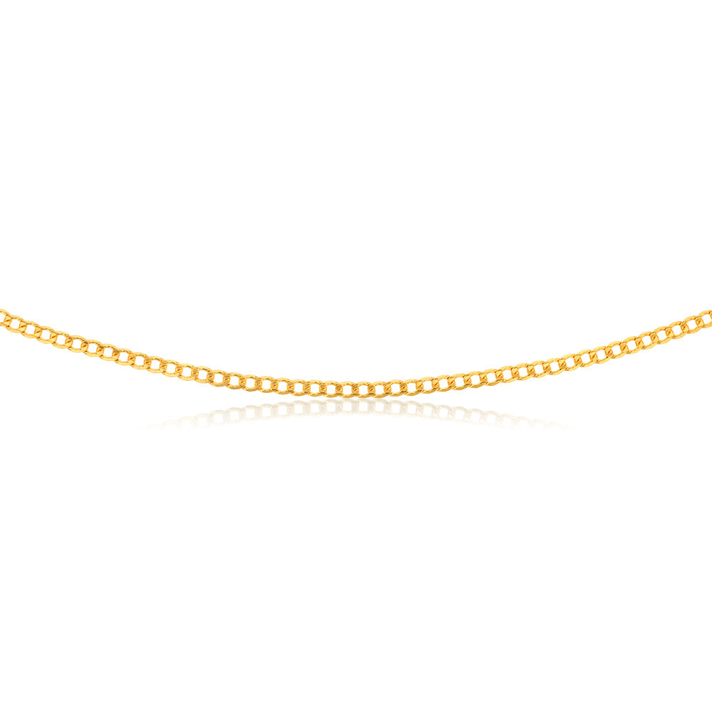 9ct Yellow Gold Silverfilled Bevelled Curb 80 Gauge 60cm Chain