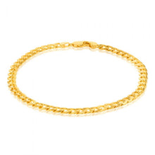 Load image into Gallery viewer, 9ct Yellow Gold Silverfilled Bevelled Curb 120 Gauge 23cm Bracelet