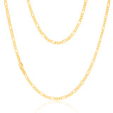 9ct Yellow Gold Silver Filled Bevelled 1:3 Figaro 80 Gauge 50cm Chain