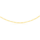9ct Yellow Gold Silver Filled Bevelled 1:3 Figaro 80 Gauge 50cm Chain