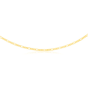 9ct Yellow Gold Silver Filled Bevelled 1:3 Figaro 80 Gauge 50cm Chain