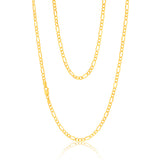 9ct Yellow Gold Silver Filled Bevelled 1:3 Figaro 80 Gauge 55cm Chain