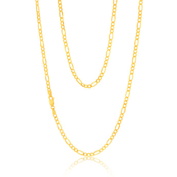 9ct Yellow Gold Silver Filled Bevelled 1:3 Figaro 80 Gauge 55cm Chain