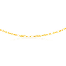 Load image into Gallery viewer, 9ct Yellow Gold Silverfilled Bevelled 1:3 Figaro 80 Gauge 55cm Chain