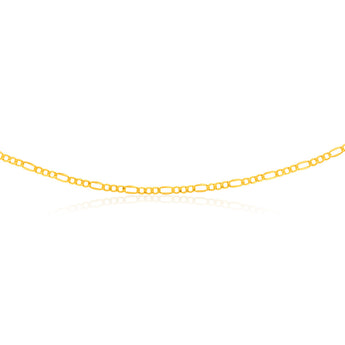 9ct Yellow Gold Silver Filled Bevelled 1:3 Figaro 80 Gauge 55cm Chain