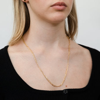 9ct Yellow Gold Silver Filled Bevelled 1:3 Figaro 80 Gauge 55cm Chain