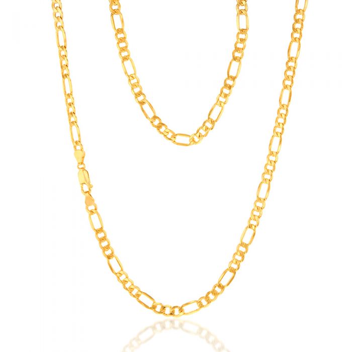 9ct Yellow Gold Silverfilled 115Gauge  1:3 Figaro 55cm Chain