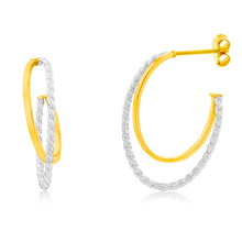 Load image into Gallery viewer, 9ct Yellow Gold Silverfilled Two Tones Double Layer Hoop Earrings