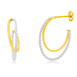 9ct Yellow Gold Silver Filled Two Tones Double Layer Hoop Earrings