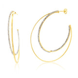 9ct Yellow Gold Silver Filled Large Double Layer Crystal Hoop Earrings