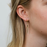9ct Yellow Gold Silver Filled Link Drop Crystal Earrings