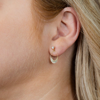 9ct Yellow gold Silver Filled Cubic Zirconia Flat Oval Drop Earrings
