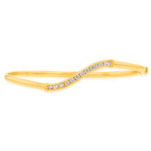 Load image into Gallery viewer, 9ct Yellow Gold Silverfilled Single Row Cubic Zirconia Bangle